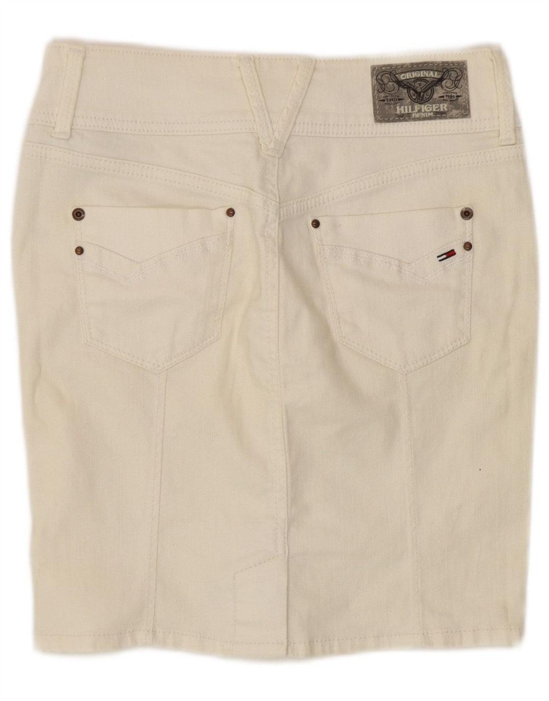 Женская джинсовая юбка Tommy Hilfiger W28, средний белый хлопок, хлопок
