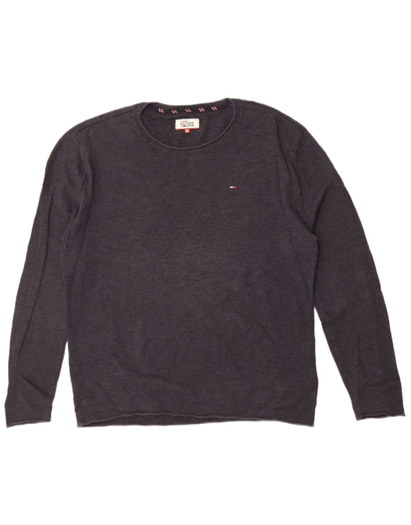 Tommy Hilfiger Mens Crew Neck Jumper Sweater XL Grey Cotton