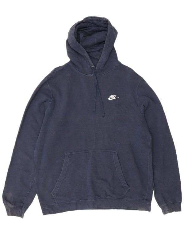 Мужской джемпер с капюшоном NIKE, большой размер, темно-синий, хлопок