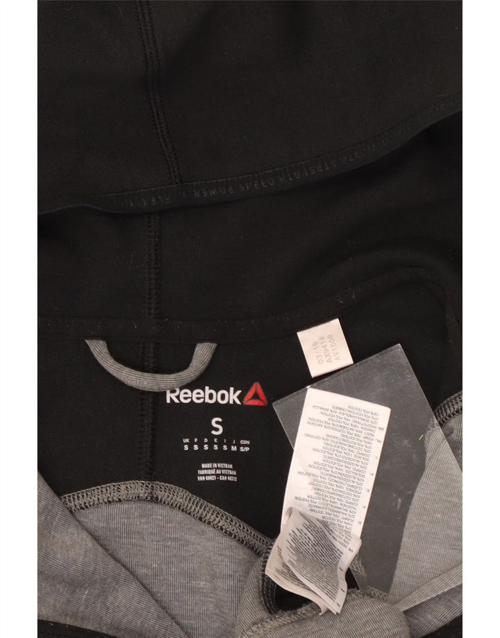 REEBOK Мужской свитер с капюшоном на молнии, маленький серый, полиэстер с цветными блоками