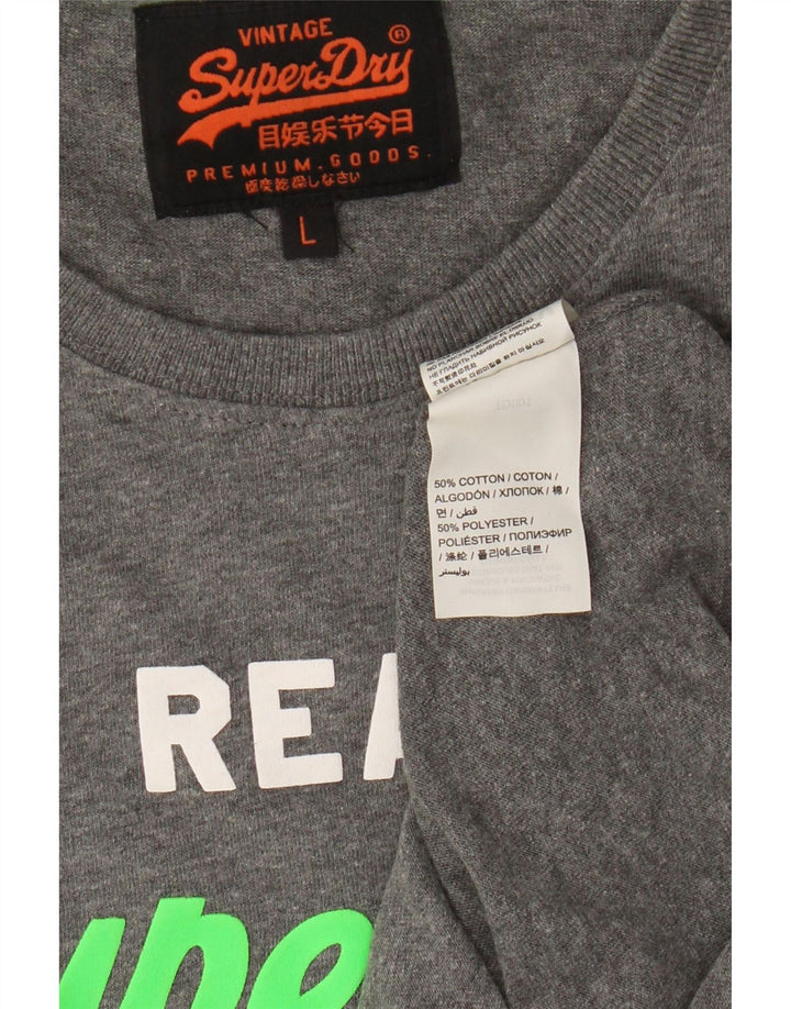 Мужская футболка с рисунком Superdry, большой серый хлопок