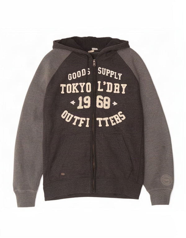 Мужской свитер с капюшоном на молнии Superdry, большой серый, хлопок с цветными блоками