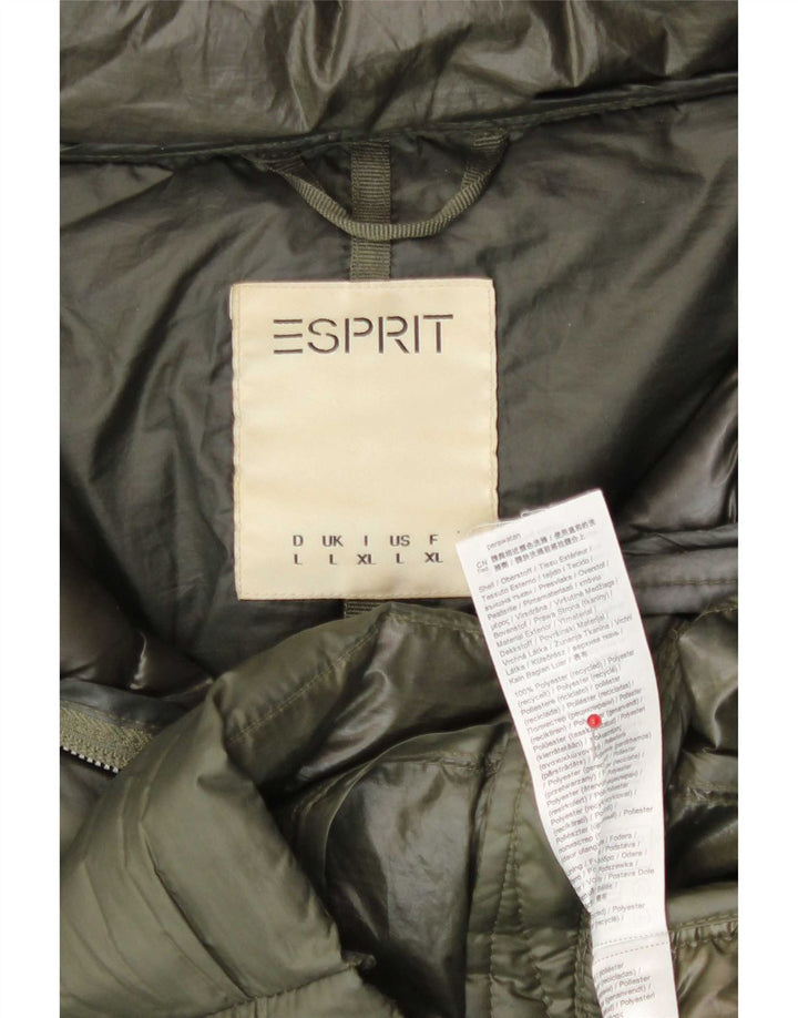 Женская утепленная куртка с капюшоном Esprit UK 16, большой цвет хаки