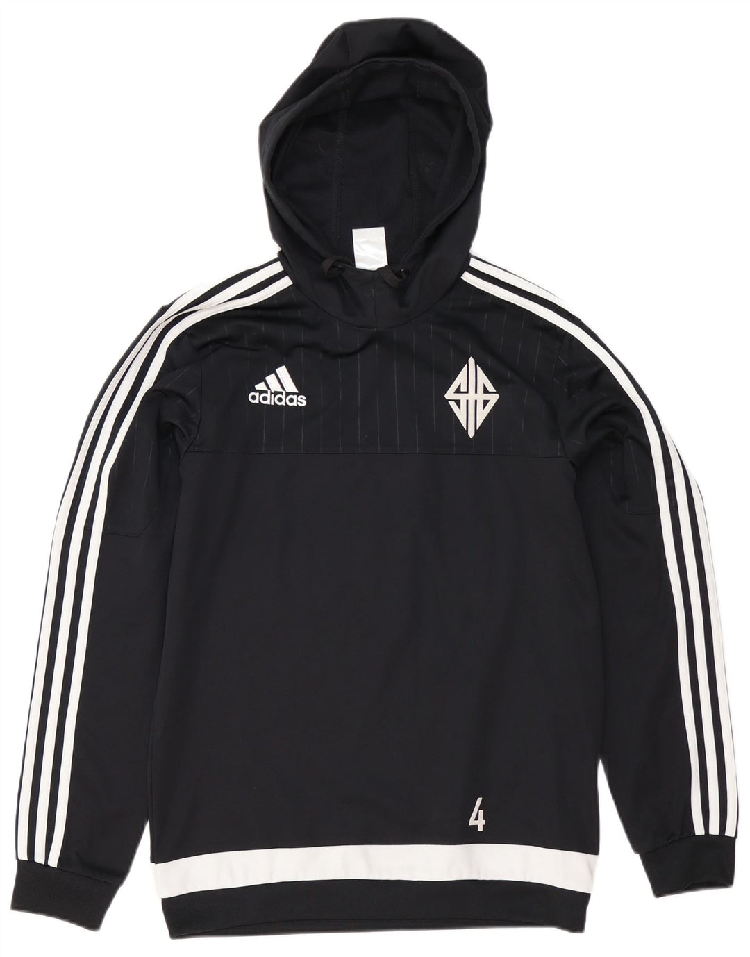 Мужской джемпер с капюшоном Adidas с графическим рисунком, маленький черный, полиэстер с цветными блоками
