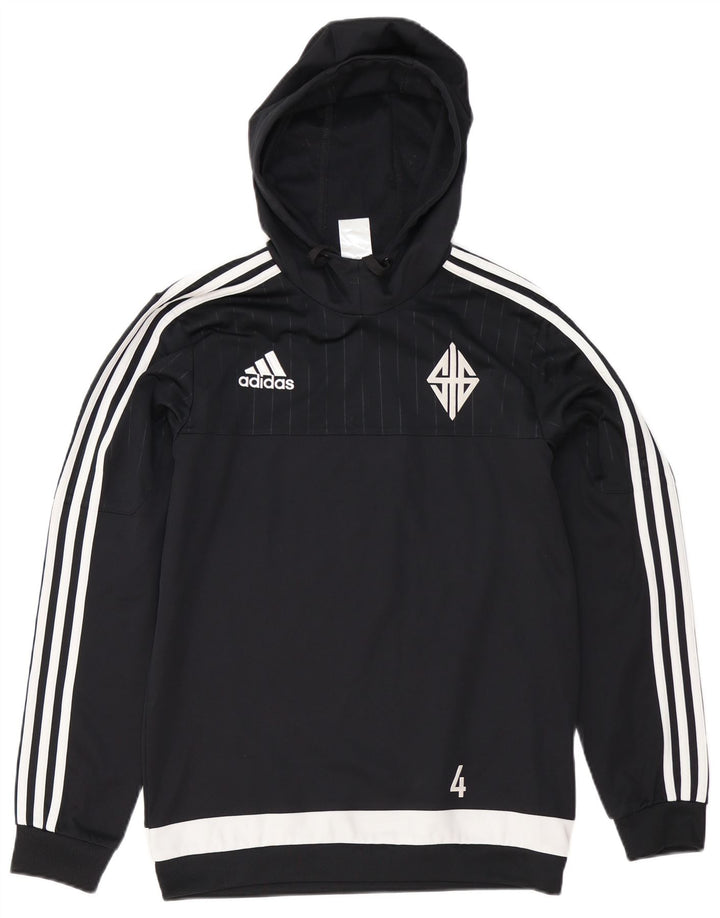 Мужской джемпер с капюшоном Adidas с графическим рисунком, маленький черный, полиэстер с цветными блоками