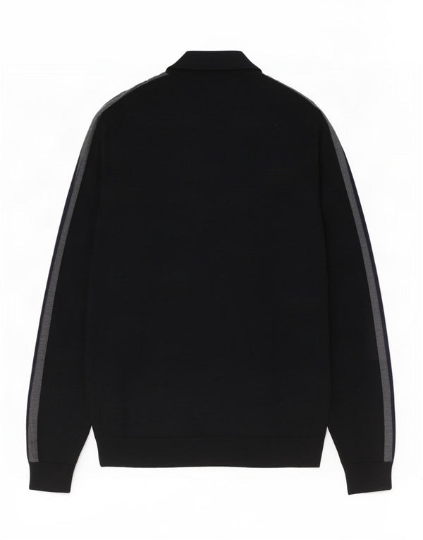 Marks & Spencer Mens Zip Neck Jumper Sweater XL Black Colourblock