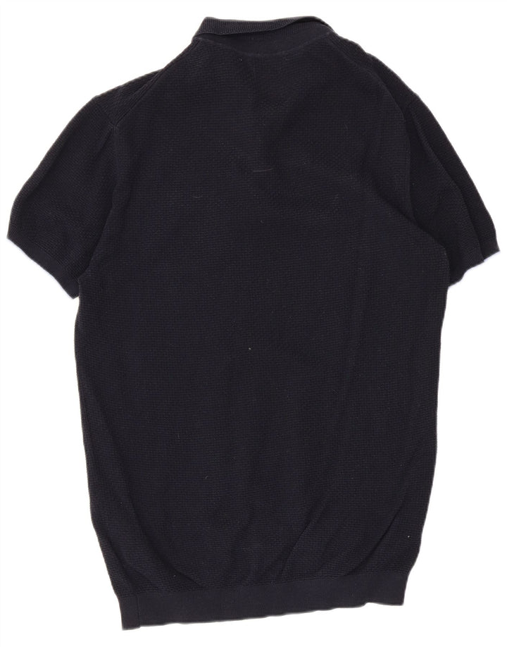 Мужская рубашка-поло Massimo Dutti, темно-синяя, хлопковая