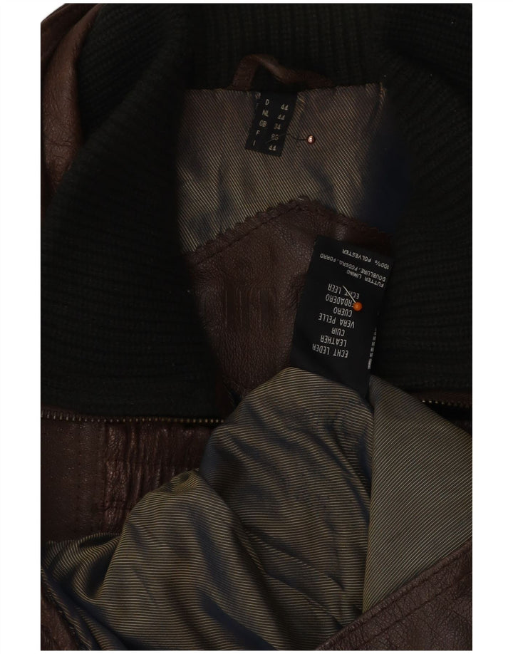 Мужская кожаная куртка свободного кроя VINTAGE UK 34 XS коричневая кожа