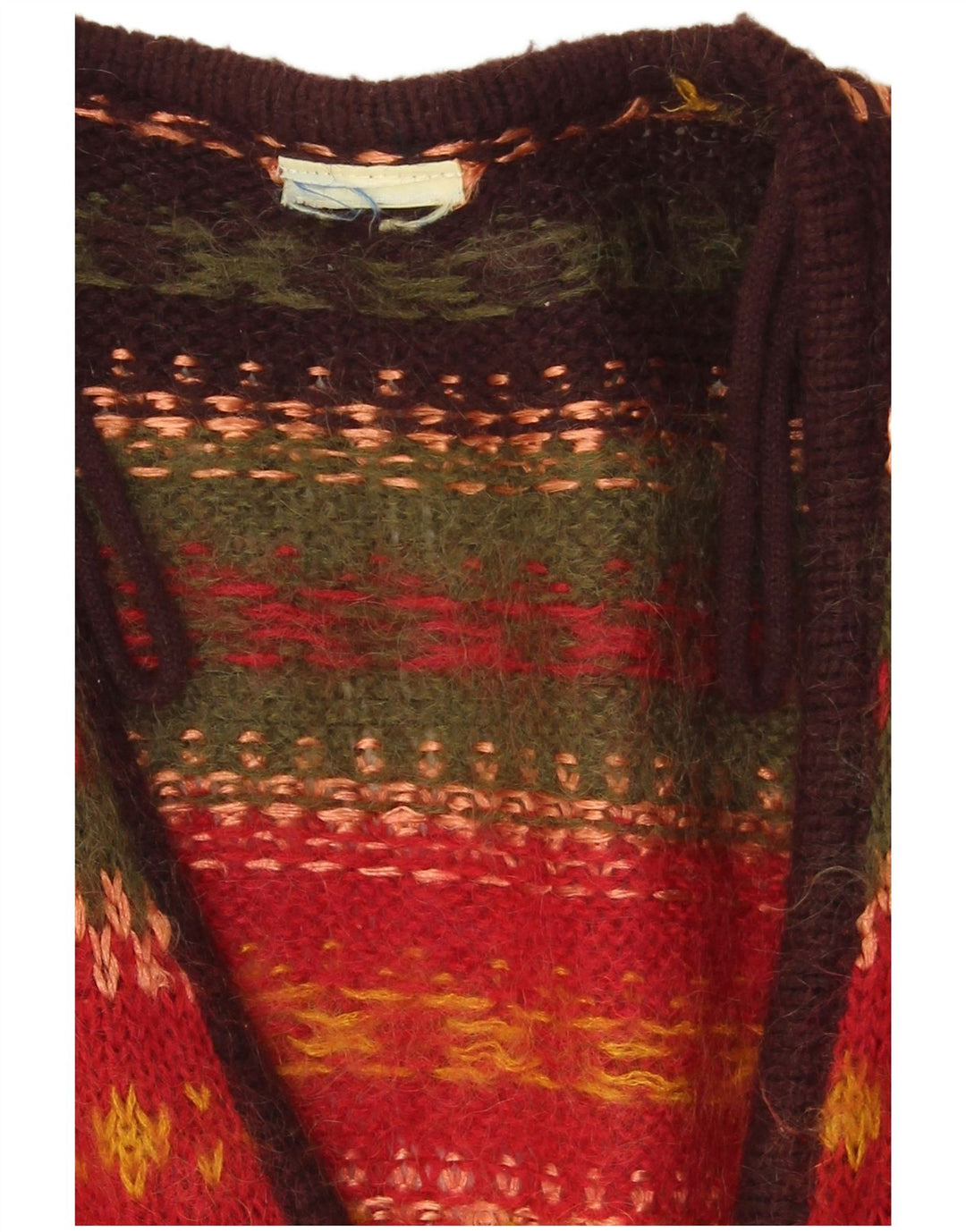 ВИНТАЖНЫЙ женский кардиган-свитер UK 14, большие разноцветные полоски