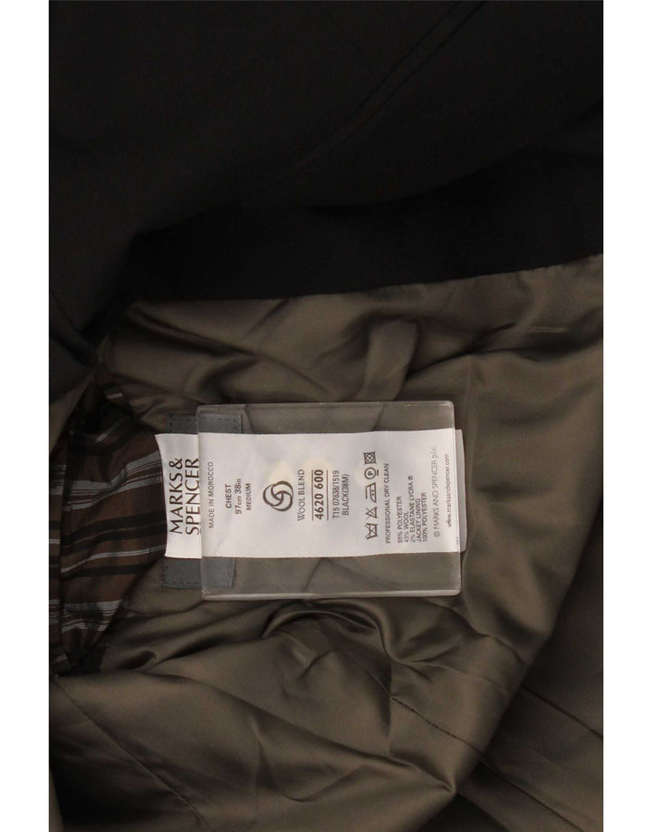 Мужской пиджак с 3 пуговицами Marks & Spencer UK 38, средний черный полиэстер