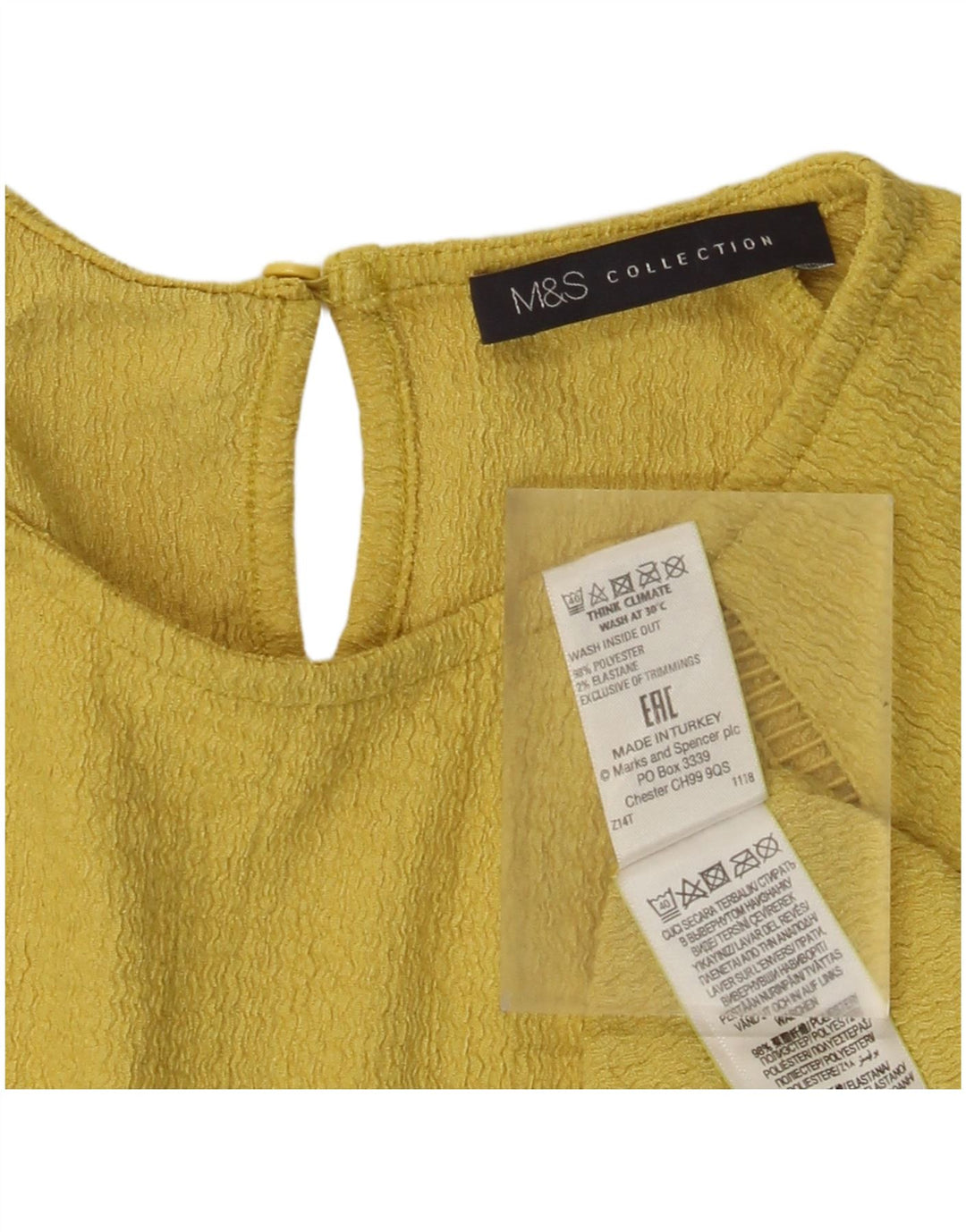 Женский топ с длинным рукавом Marks & Spencer UK 6 XS, желтый полиэстер