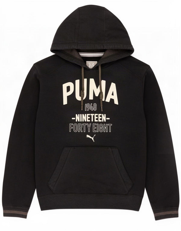 Мужской джемпер с капюшоном Puma, черный, хлопковый, среднего размера