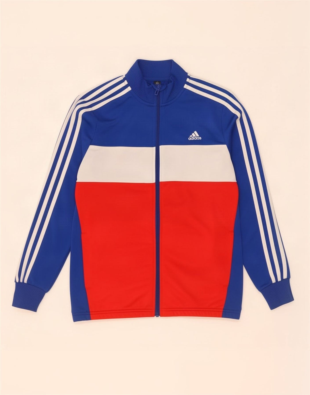 Спортивный костюм Adidas для мальчиков, верхняя куртка 13–14 лет, синяя, полиэстер с цветными блоками