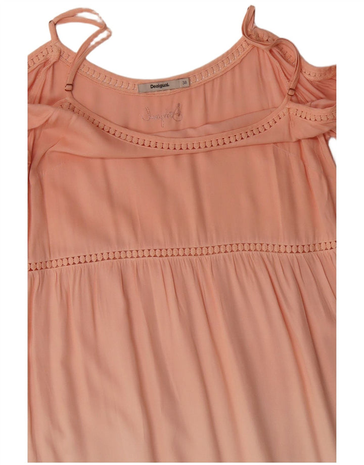 Женское платье с открытыми плечами с рукавом 3/4 Desigual, цвет EU 38, средний розовый с цветочным принтом