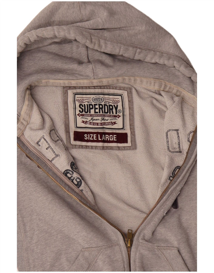 SUPERDRY Мужской свитер с капюшоном и молнией с графическим рисунком, большой серый хлопок