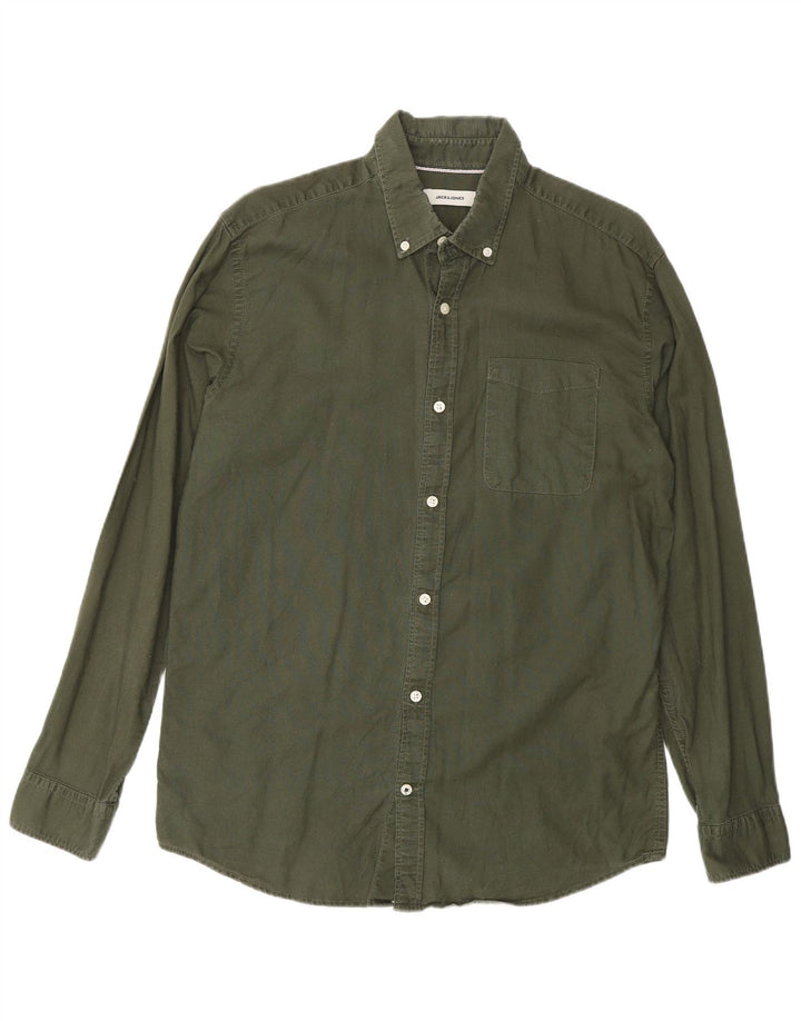 Мужская рубашка Jack & Jones, большая зеленая хлопковая