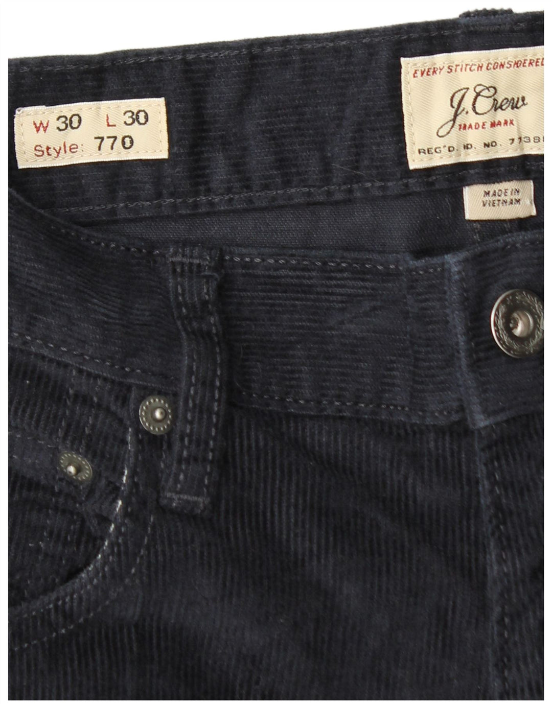 Мужские прямые вельветовые брюки J. CREW 770 W30 L30, темно-синий, хлопок