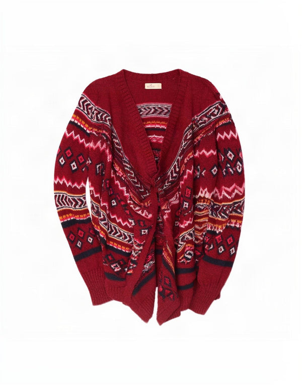 Женский открытый кардиган Hollister, Великобритания, 10 шт., маленький красный хлопок с геометрическим узором