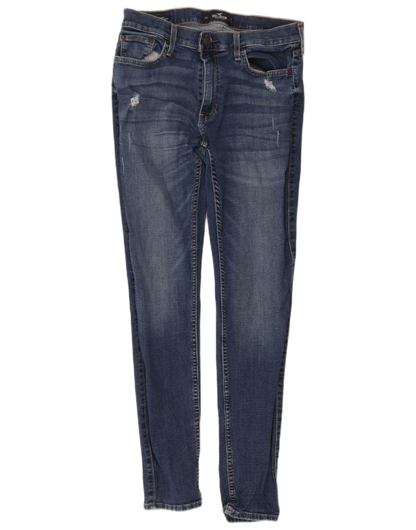 Женские эластичные суперскинни Hollister с потертостями W34 L34, синий хлопок