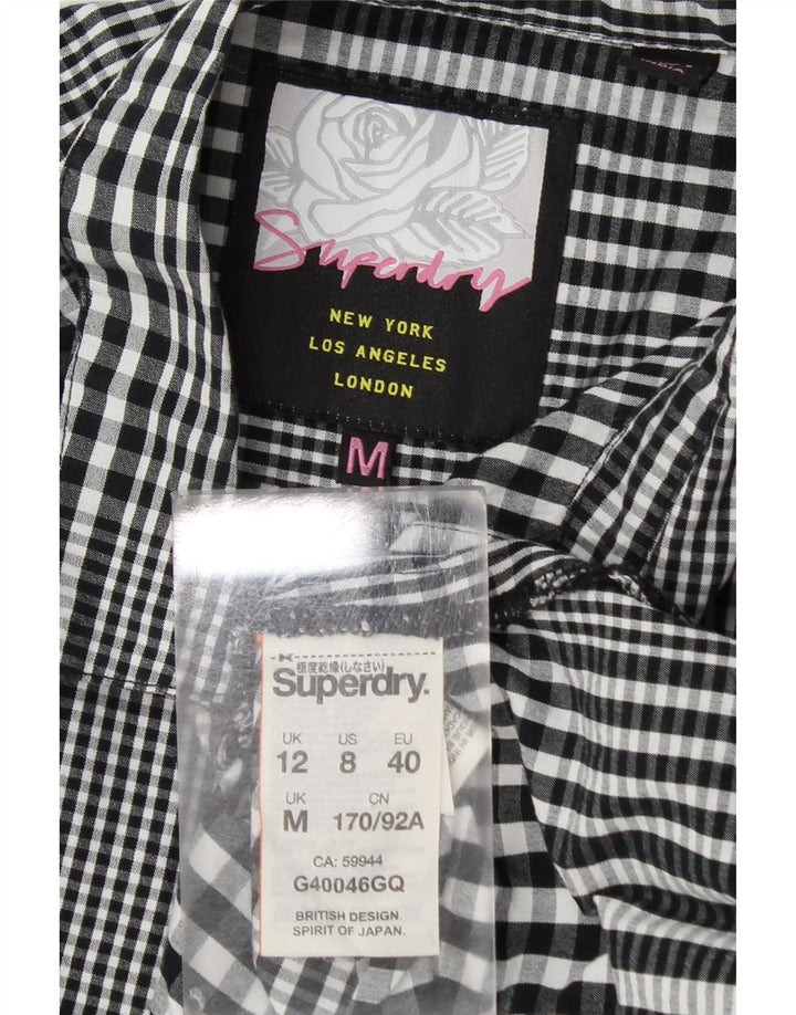 Женская удлиненная рубашка с рисунком Superdry UK 12, средний черный цвет в клетку, хлопок