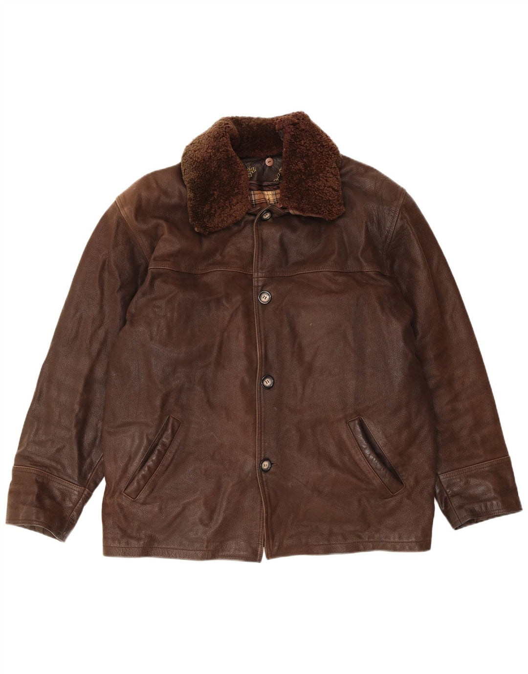 Мужская кожаная куртка VINTAGE UK 40, большая коричневая кожа