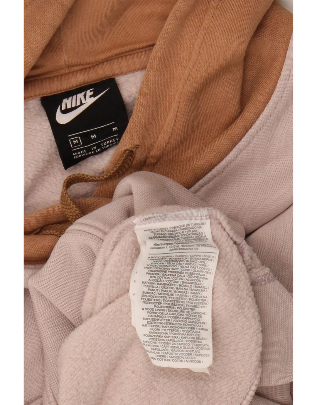 Женский укороченный джемпер с капюшоном большого размера NIKE UK 14, средний розовый цвет с блоками