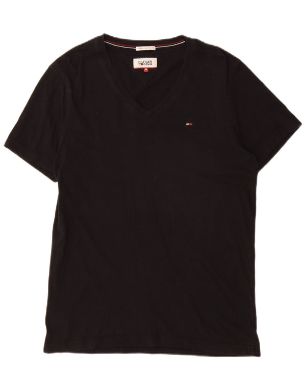 Женская футболка Tommy Hilfiger Top UK 12, средний черный хлопок