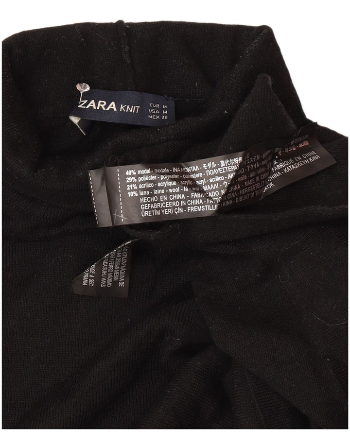 Женский джемпер с высоким воротником Zara UK 14, средний черный модал