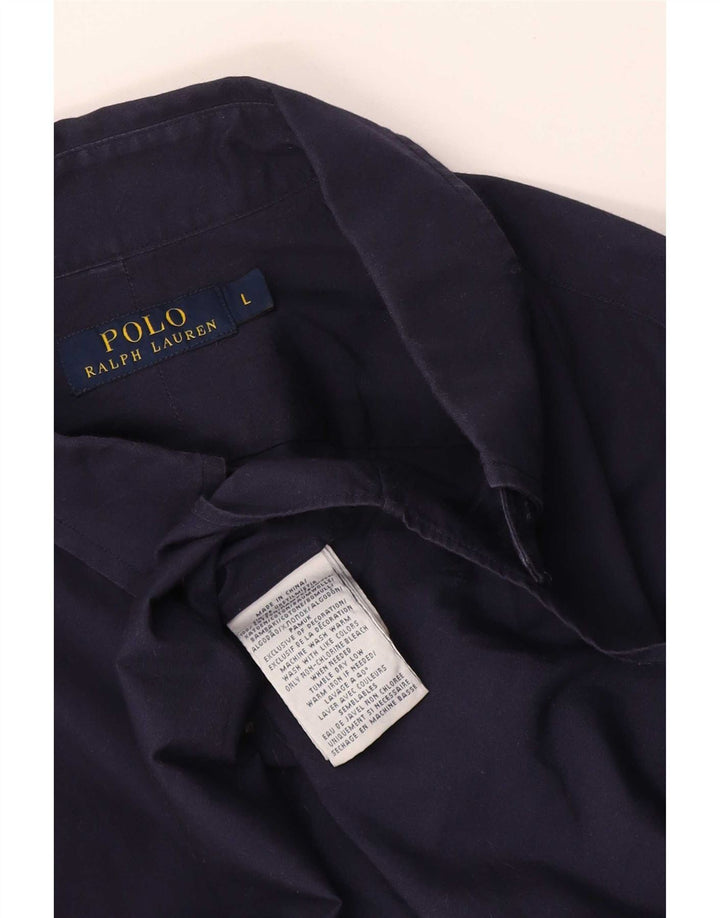 Мужская рубашка Polo Ralph Lauren, темно-синяя, хлопковая, большая