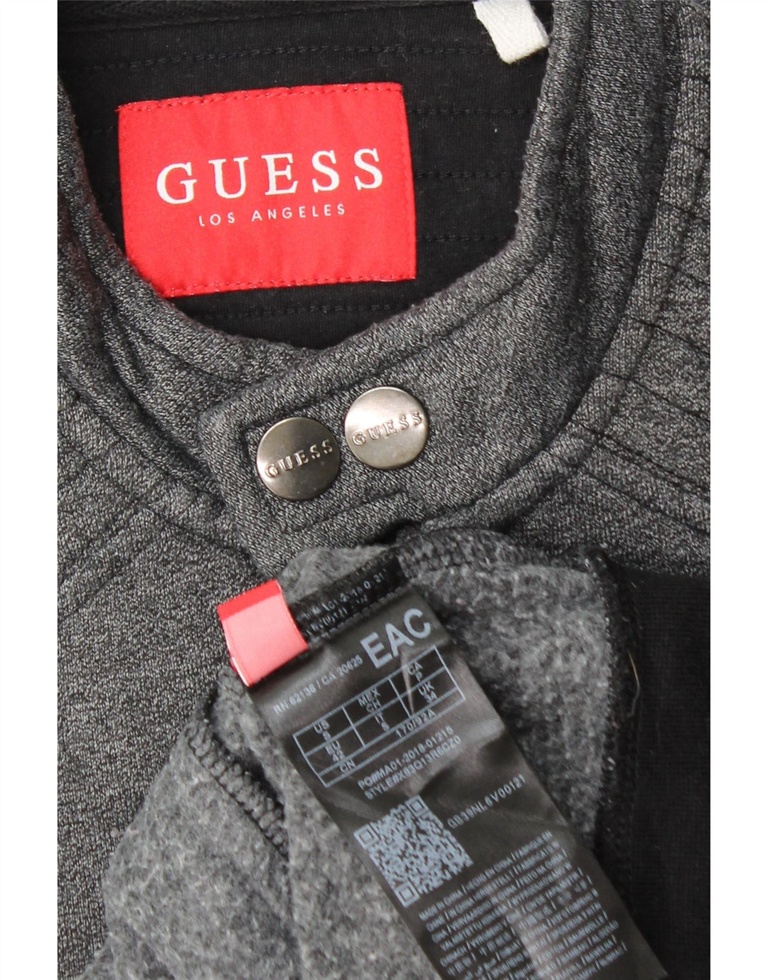 Guess Мужская куртка-бомбер UK 34 XS Серая, хлопок с цветными блоками