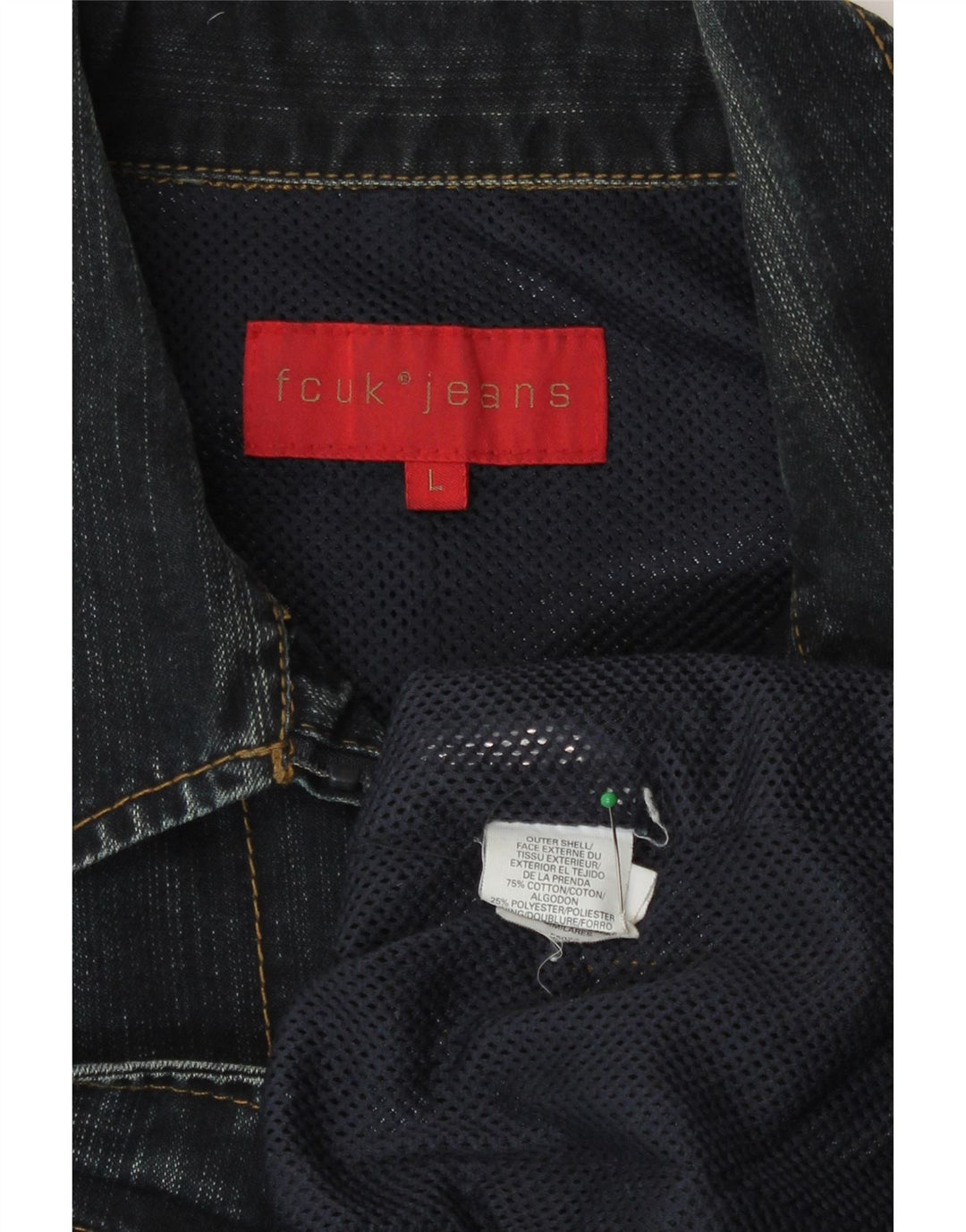 Мужская джинсовая куртка Fcuk UK 40, большая темно-синяя, хлопок