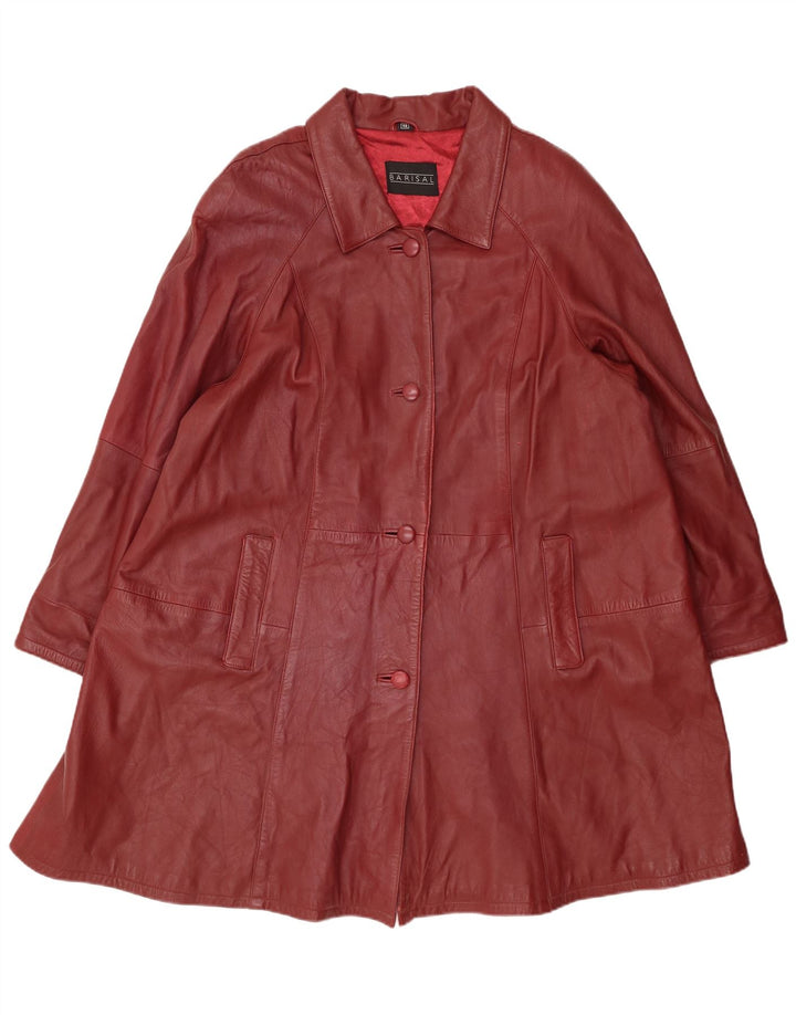 Barisal Женское кожаное пальто оверсайз EU 48 2XL Бордовое кожаное