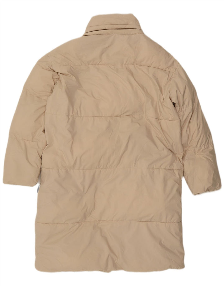 Женское длинное стеганое пальто ZARA UK 6 XS, полиэстер бежевого цвета