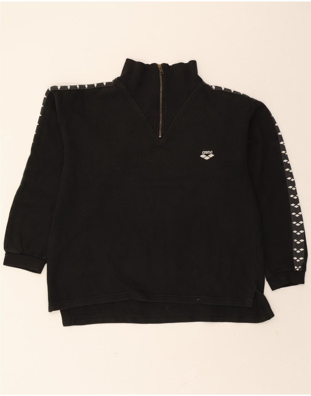 ARENA Mens Graphic Zip Neck Sweatshirt Jumper Large Black Vintage Arena and Second-Hand Arena from Messina Hembry 