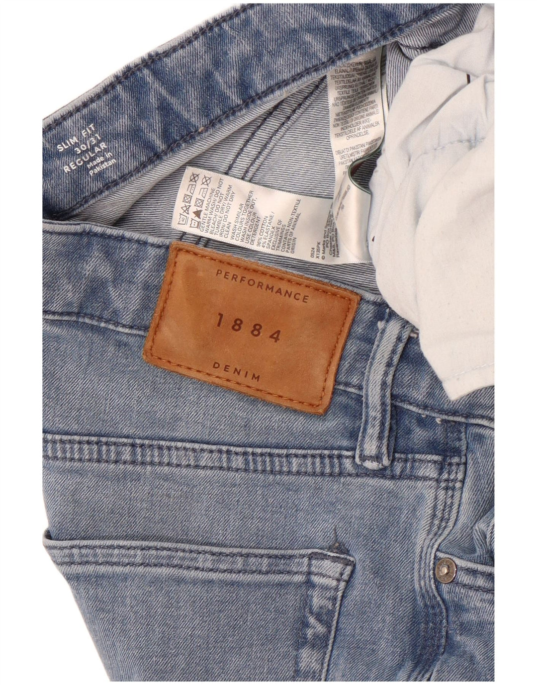 Мужские узкие джинсы Marks & Spencer W30 L31 синие, хлопок