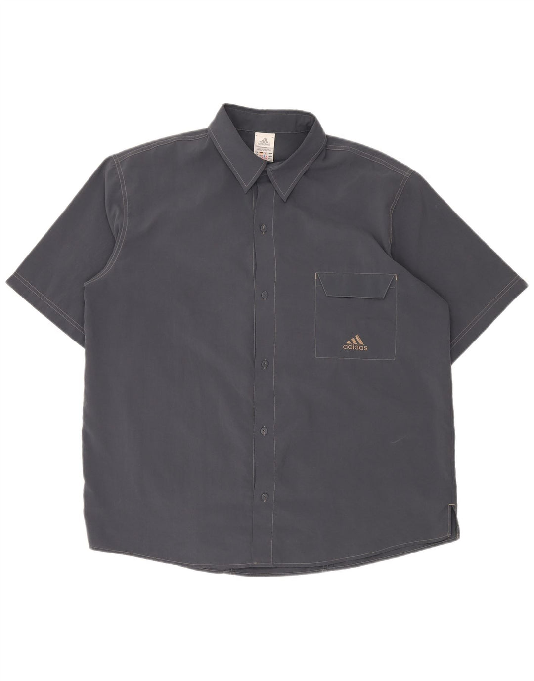 Мужская рубашка с коротким рукавом ADIDAS UK 46/48 XL Темно-синий полиэстер