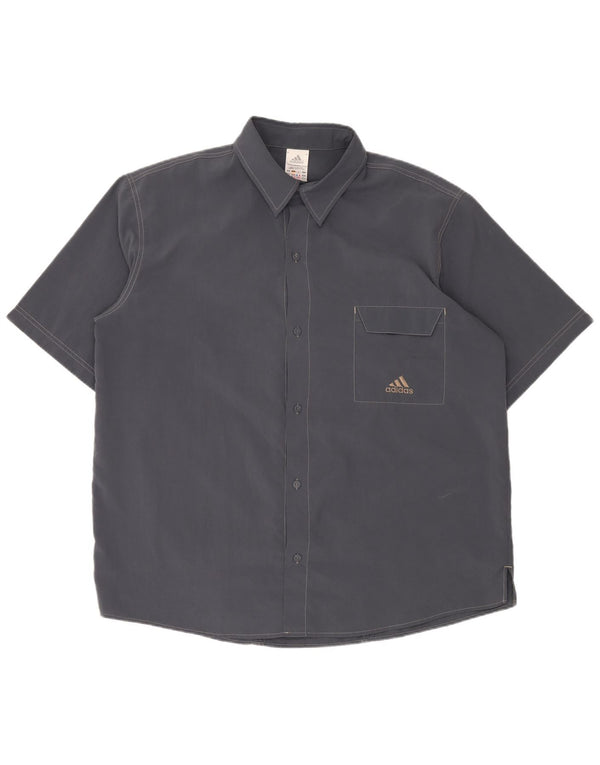 Мужская рубашка с коротким рукавом ADIDAS UK 46/48 XL Темно-синий полиэстер