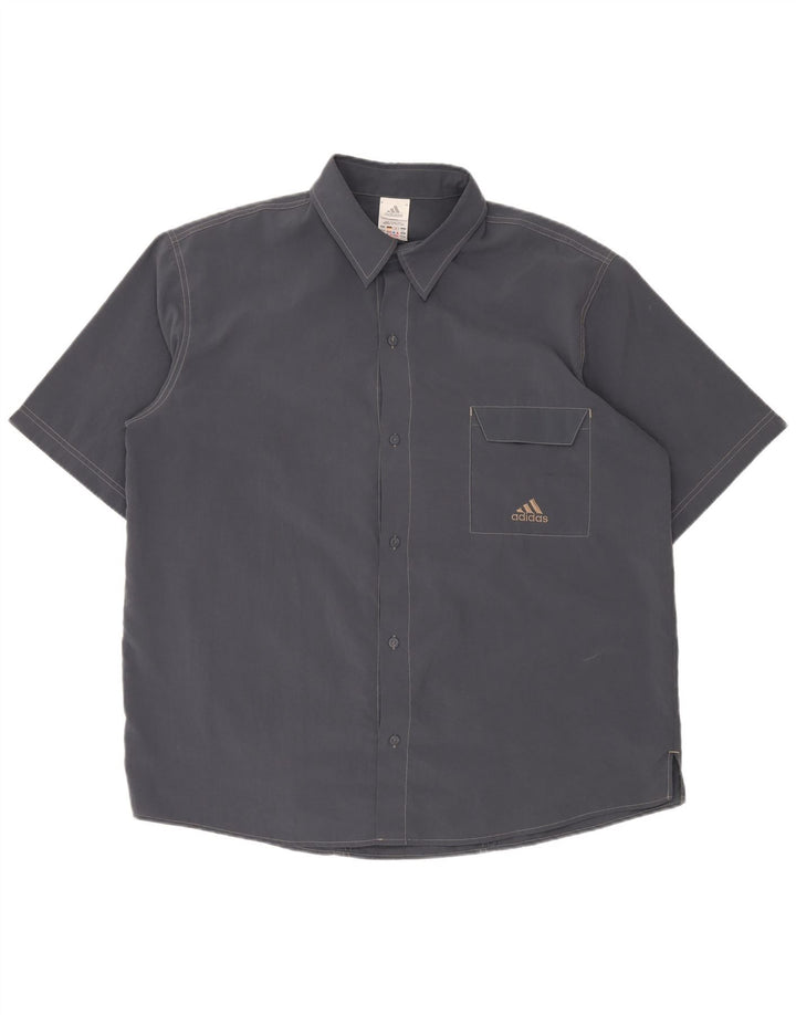 Мужская рубашка с коротким рукавом ADIDAS UK 46/48 XL Темно-синий полиэстер