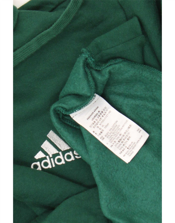 Мужской джемпер с капюшоном Adidas среднего зеленого цвета, хлопок