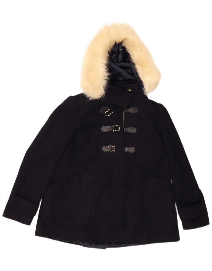 Женская дафлкот с капюшоном Topshop UK 12, средний темно-синий