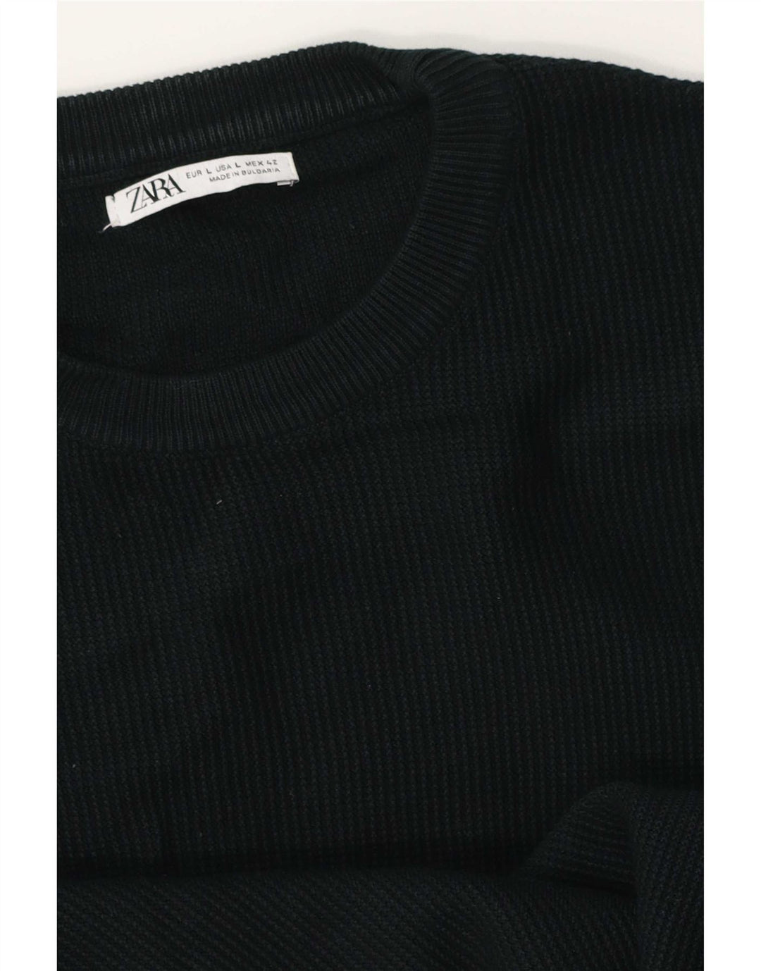 Мужской джемпер с круглым вырезом Zara, большой черный хлопковый свитер