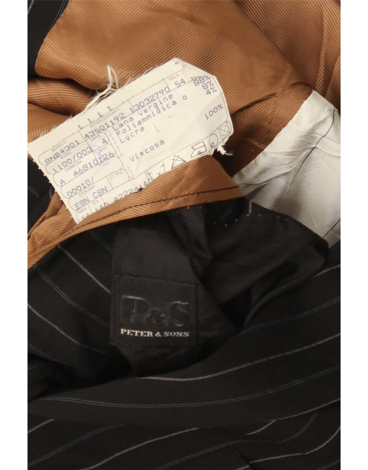Мужской пиджак Peter & Sons на 3 пуговицах IT 54 2XL, черная полосатая шерсть