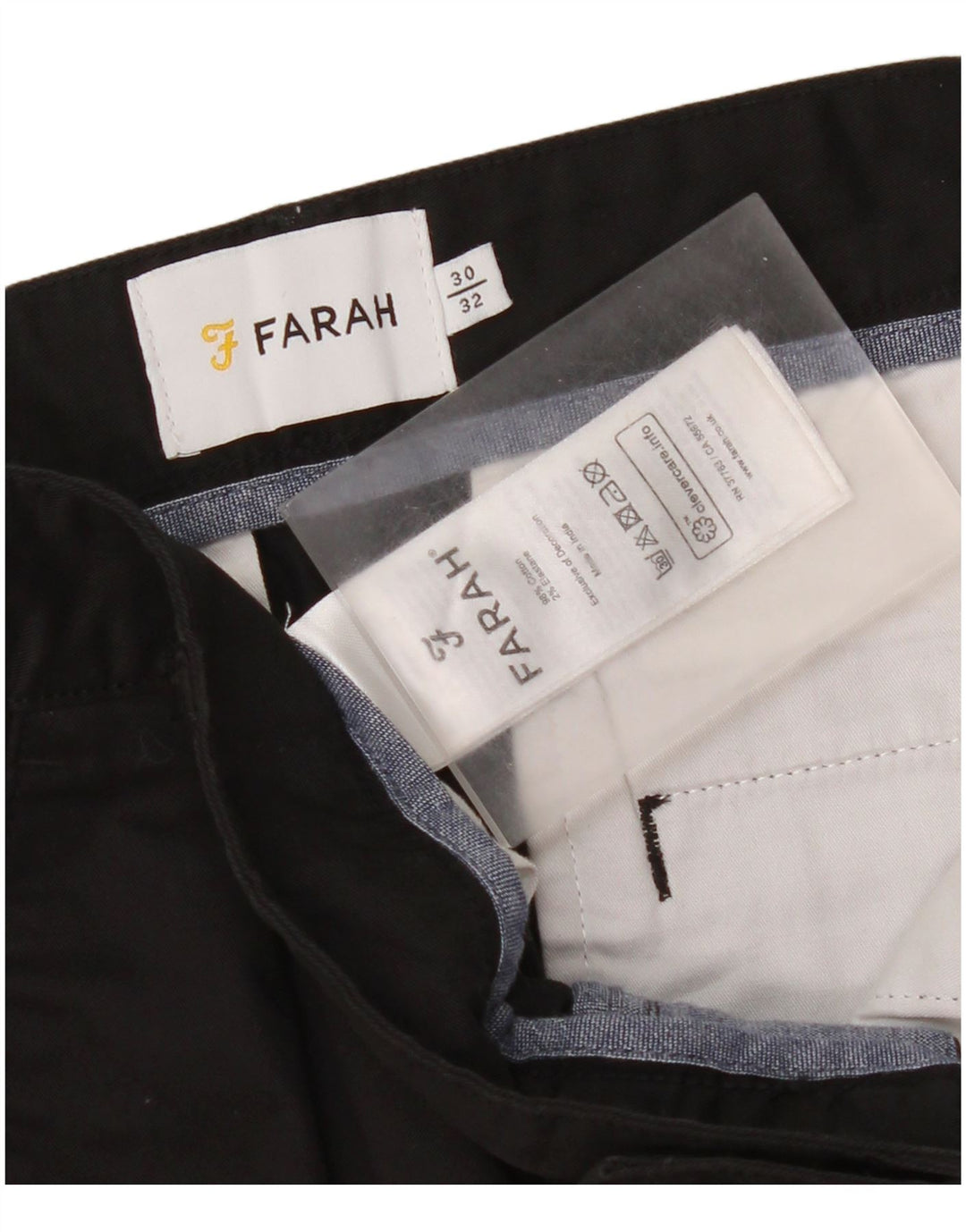 Мужские укороченные брюки Farah W30 L24, черный хлопок