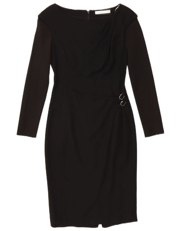 KAREN MILLEN Womens Long Sleeve Sheath Dress UK 6 XS Black Viscose