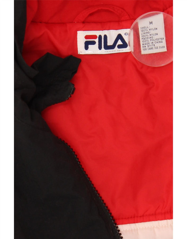 Мужская стеганая куртка Fila UK 38, средний черный нейлон с цветными блоками