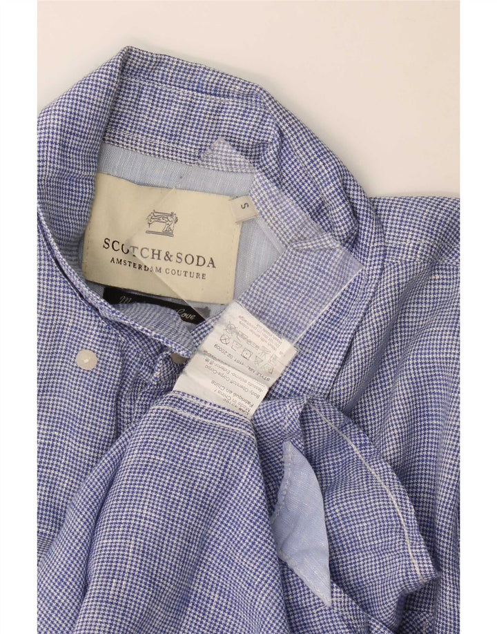 Мужская рубашка Scotch & Soda, маленькая синяя с узором "гусиные лапки"