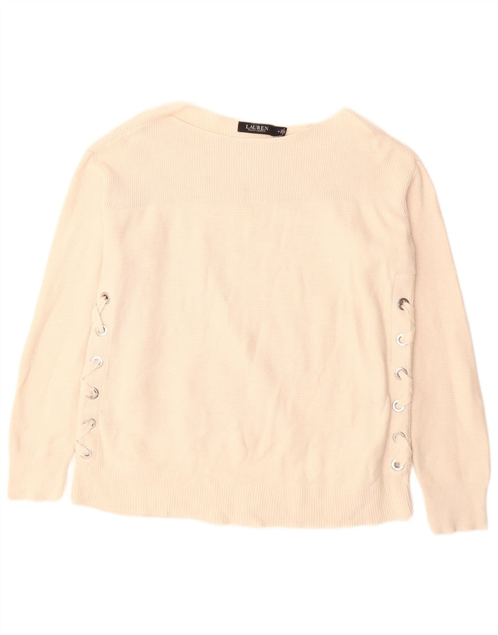 Женский джемпер с вырезом «лодочка» RALPH LAUREN, UK 12, средний бежевый, хлопок