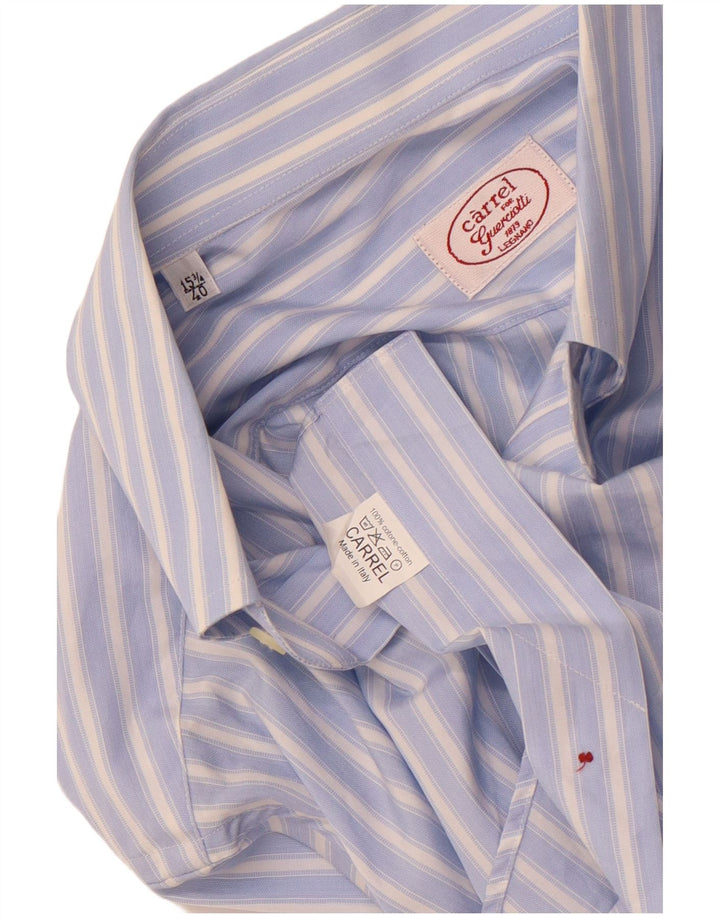Мужская рубашка с коротким рукавом Carrel, размер 40, 15, 1/2, средний размер, синяя полоска, хлопок