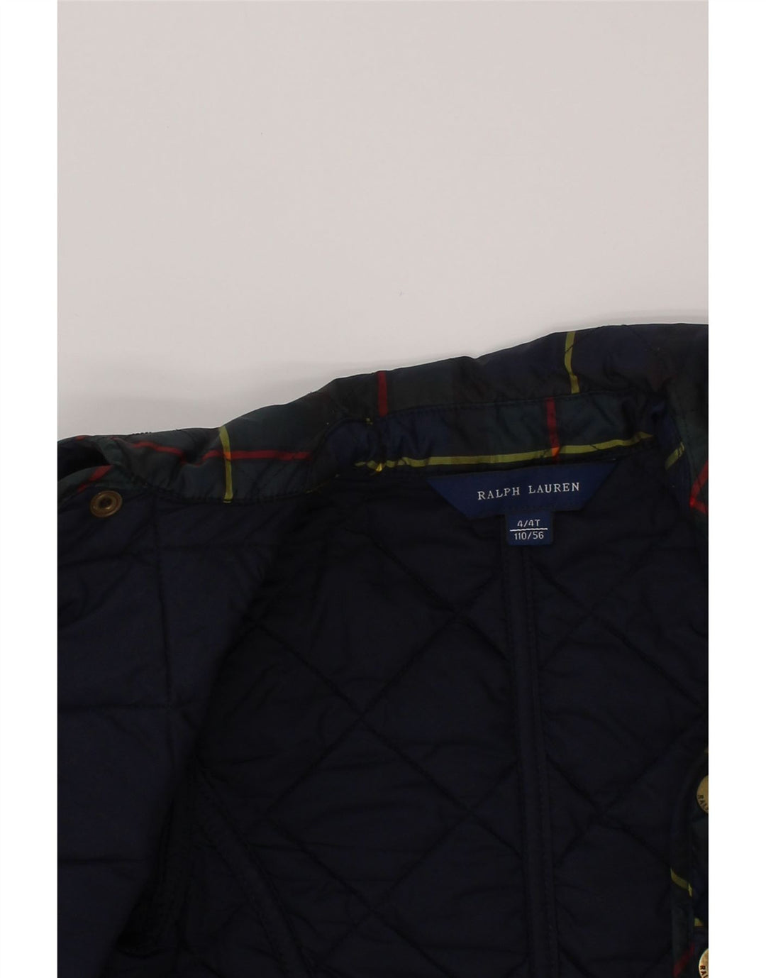Стеганая куртка для девочек 3-4 лет Ralph Lauren Темно-синяя клетка