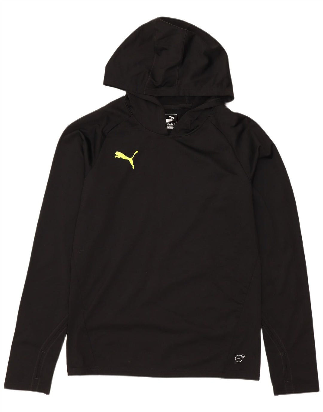 Мужской топ с капюшоном PUMA, маленький черный полиэстер с длинным рукавом